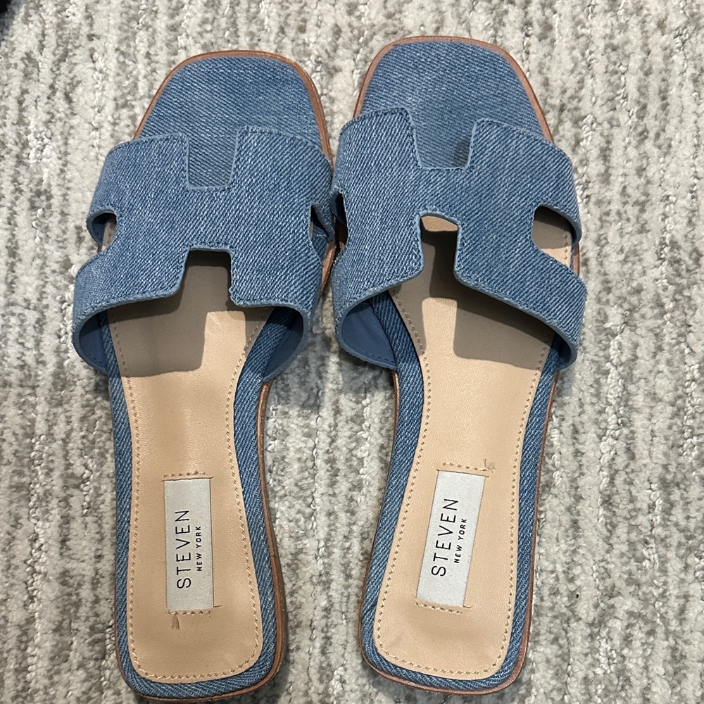 Steven By Steve Madden Denim Blue Slide Sandals